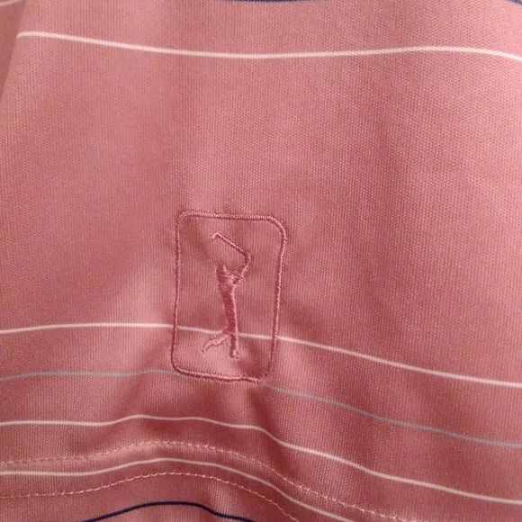 PGA  pro series polo golf shirt XXL Mauve with stripes 100% polyester Polo shi… - Picture 4 of 14